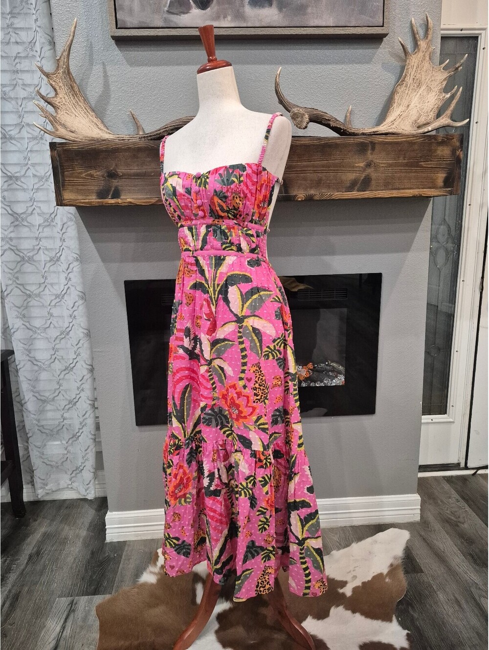 FARM RIO Leopard Forest Midi Dress Size Medium NWT - Picture 5 of 7